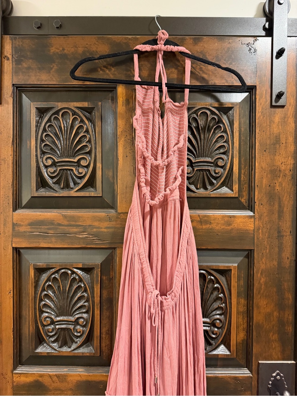 Strapless Ruffled High-Low Maxi Dress — Dusty Rose - Picture 4 of 7